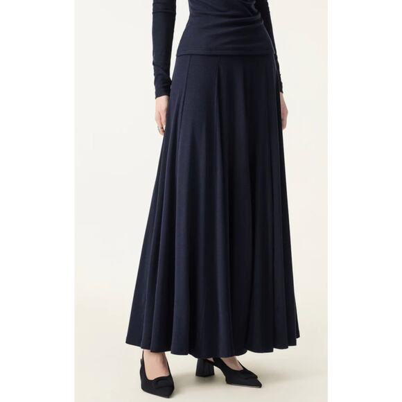 Brand New OGL Women's Size Large Wool Godet Hem Pull On Maxi Skirt